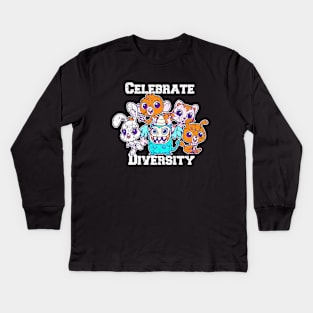 CELEBRATE DIVERSITY ANIMAL Kids Long Sleeve T-Shirt